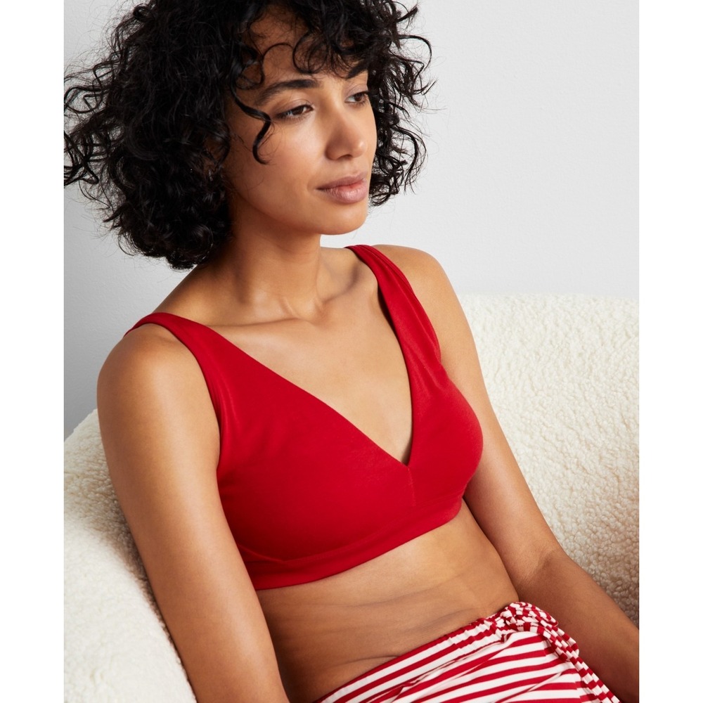 NWT State of Day Women's Cotton Blend XS Bralette, Created for Macy's Tango Red